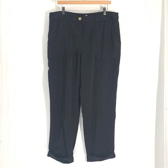 Michael Michael Kors Size XL Black Slinky Knit Tapered Leg Cuffed Trousers - Picture 1 of 12